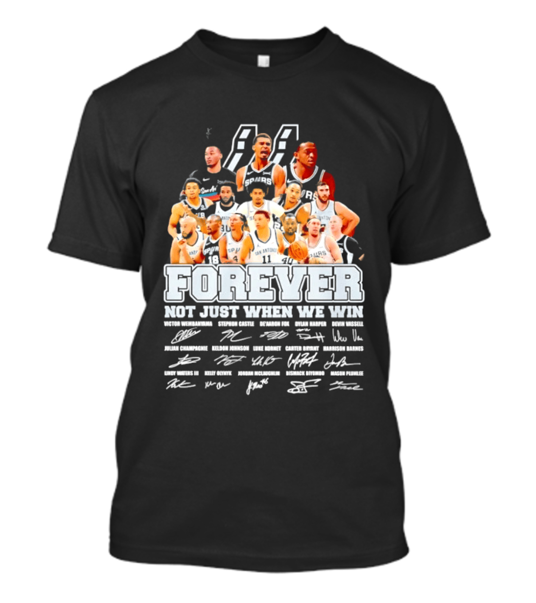 San Antonio Spurs NBA Forever Not Just When We Win Victor Wembanyama Stephon Castle Signatures T-Shirt