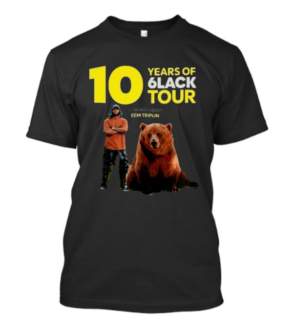 10 Years Of 6lack Tour Eem Triplin Brown Bear T-Shirt