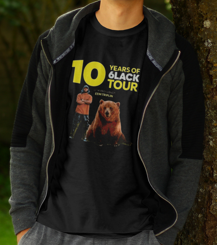 10 Years Of 6lack Tour Eem Triplin Brown Bear T-Shirt