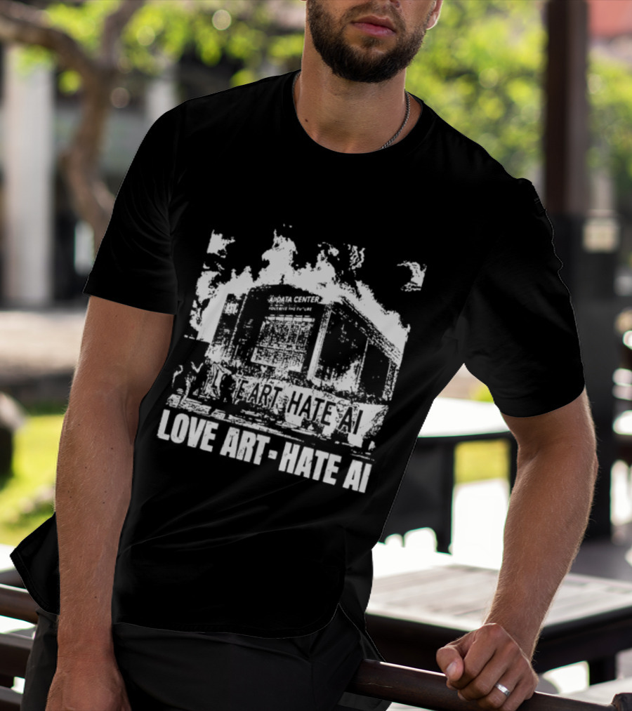 Love Hate AI Data Center Fire T-Shirt