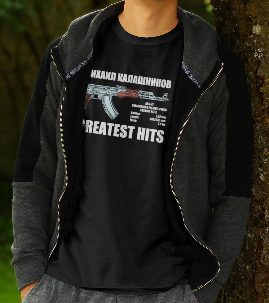 Mikhail Kalashnikov AK 47 Greatest Hits Weapons Specifications T-Shirt