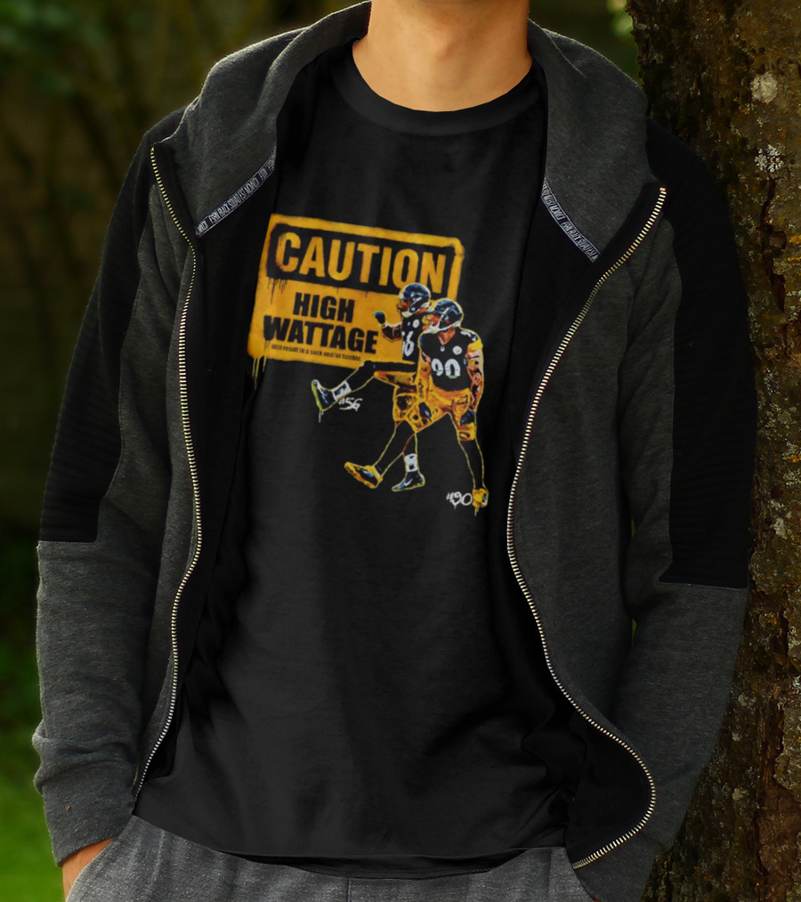 Caution High Wattage Alex Highsmith TJ Watt Pittsburgh Steelers Sack T-Shirt