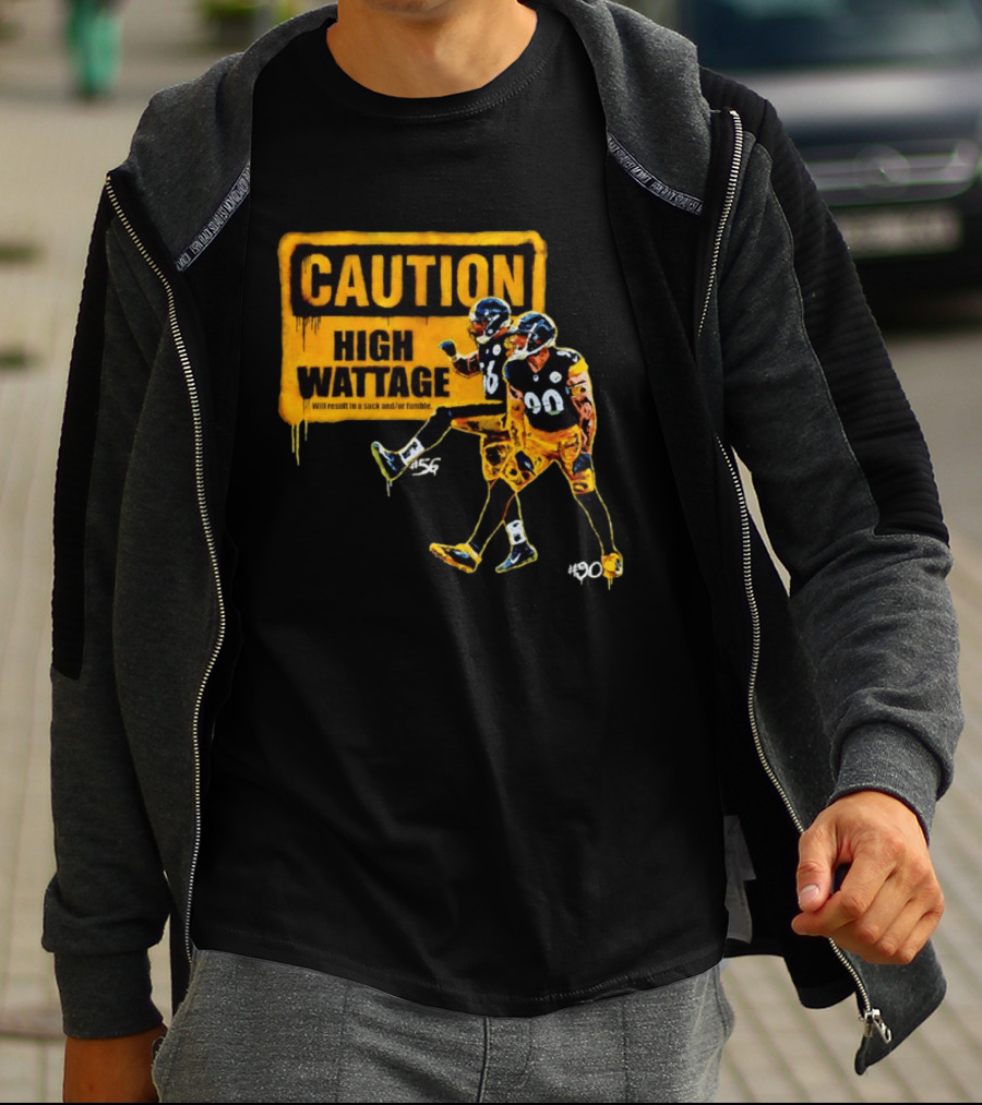 Caution High Wattage Alex Highsmith TJ Watt Pittsburgh Steelers Sack T-Shirt