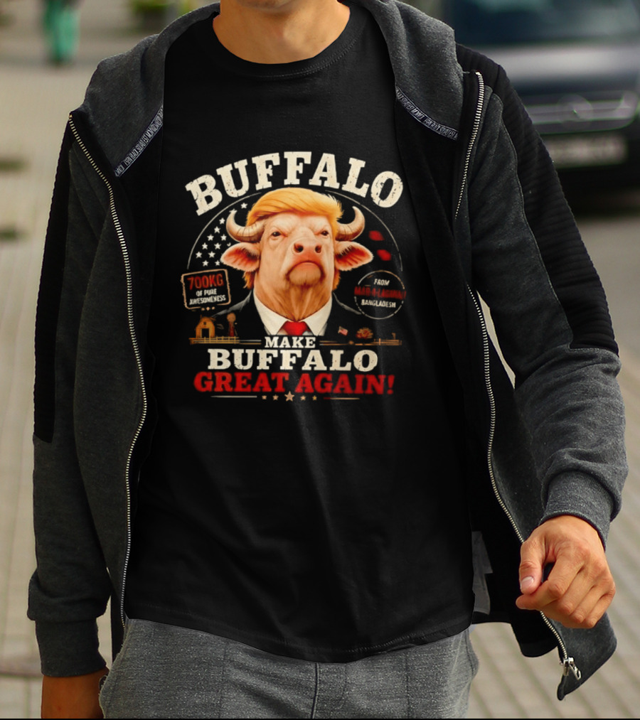 Buffalo Make Buffalo Great Again Funny Graphic With Trump Hair And Star T-Shirt