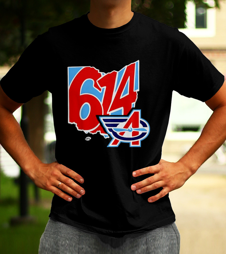 Arlington Renegades Ohio 614 United Football League State Map T-Shirt