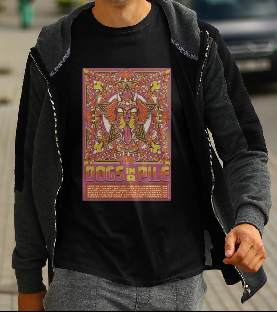 Dogs In A Pile West Coast 2026 Tour Dates And Locations T-Shirt