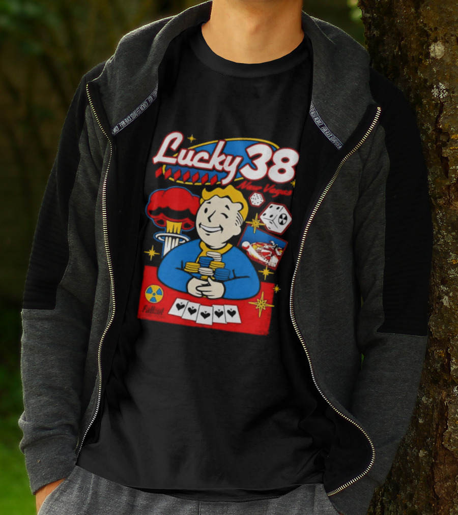 Lucky 38 New Vegas Vault Boy Poker Explosion T-Shirt
