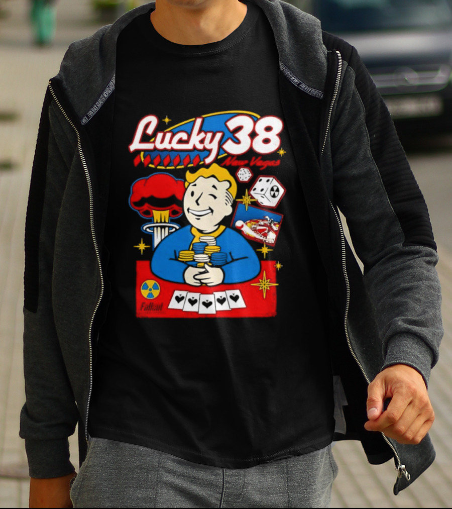 Lucky 38 New Vegas Vault Boy Poker Explosion T-Shirt