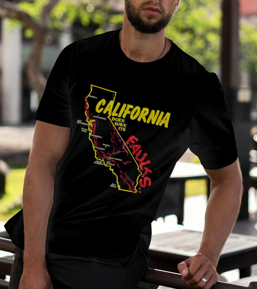 California State Map Geological Fault Lines San Francisco Los Angeles Faults T-Shirt