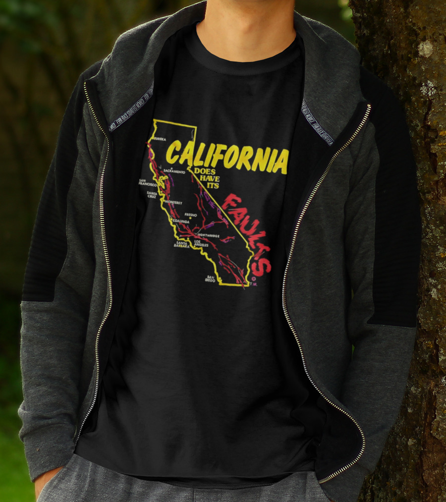 California State Map Geological Fault Lines San Francisco Los Angeles Faults T-Shirt