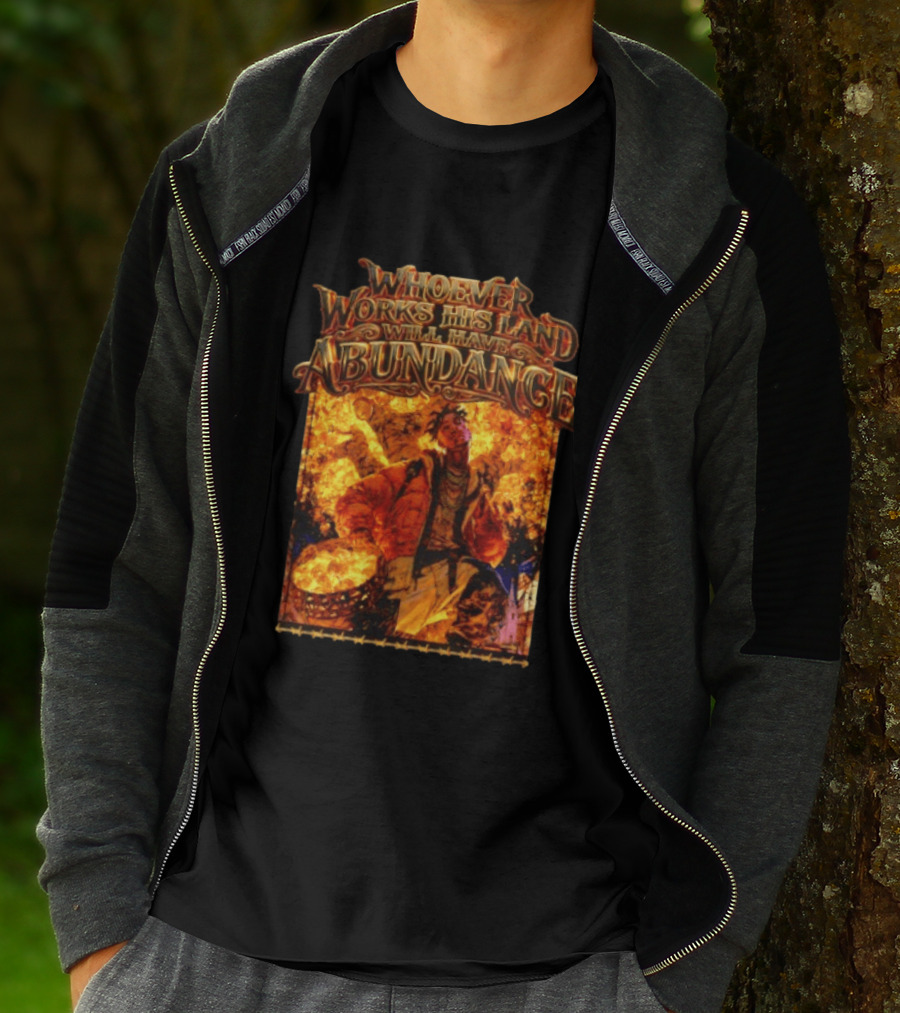 Whoever Works His Land Will Have Abundance Gold Manga T-Shirt
