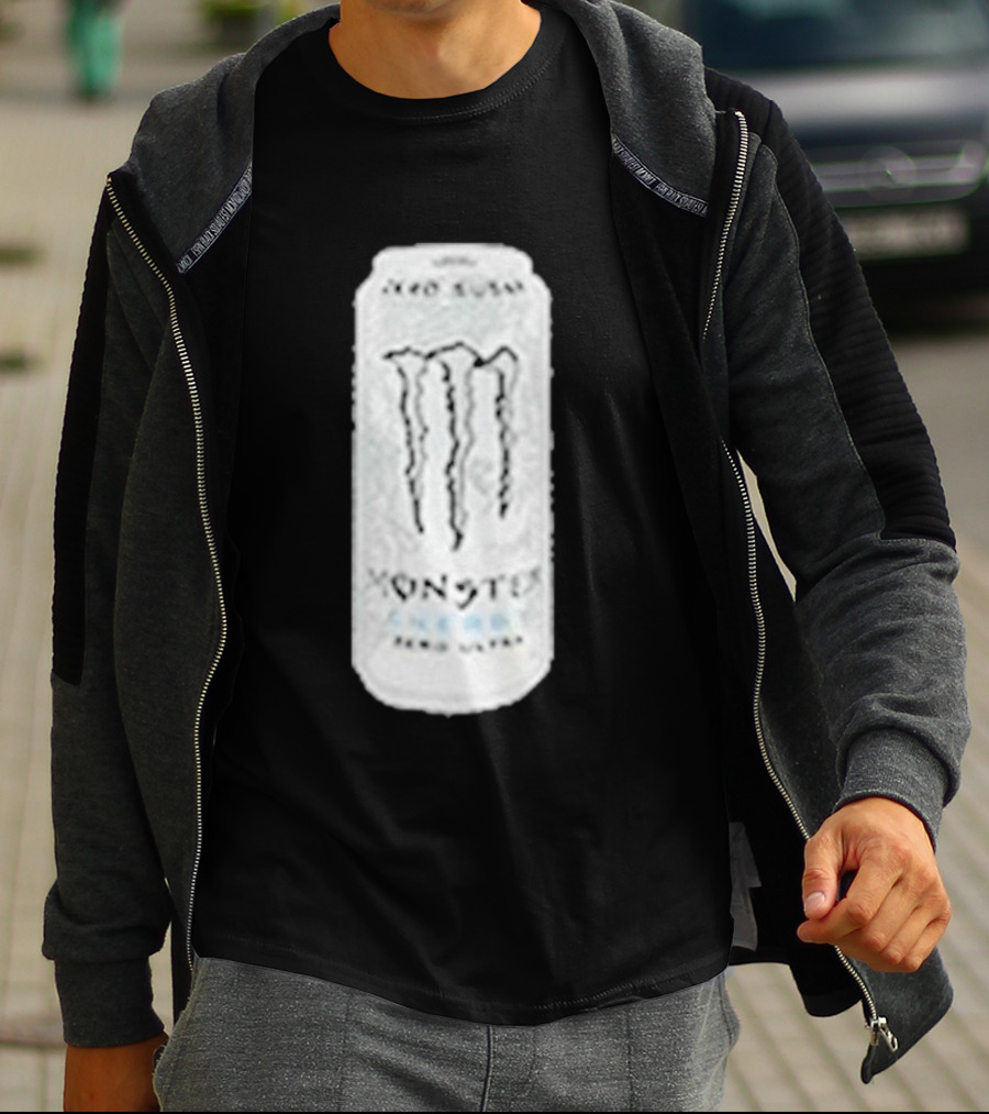 Monster Energy Zero Sugar White Can Patch T-Shirt