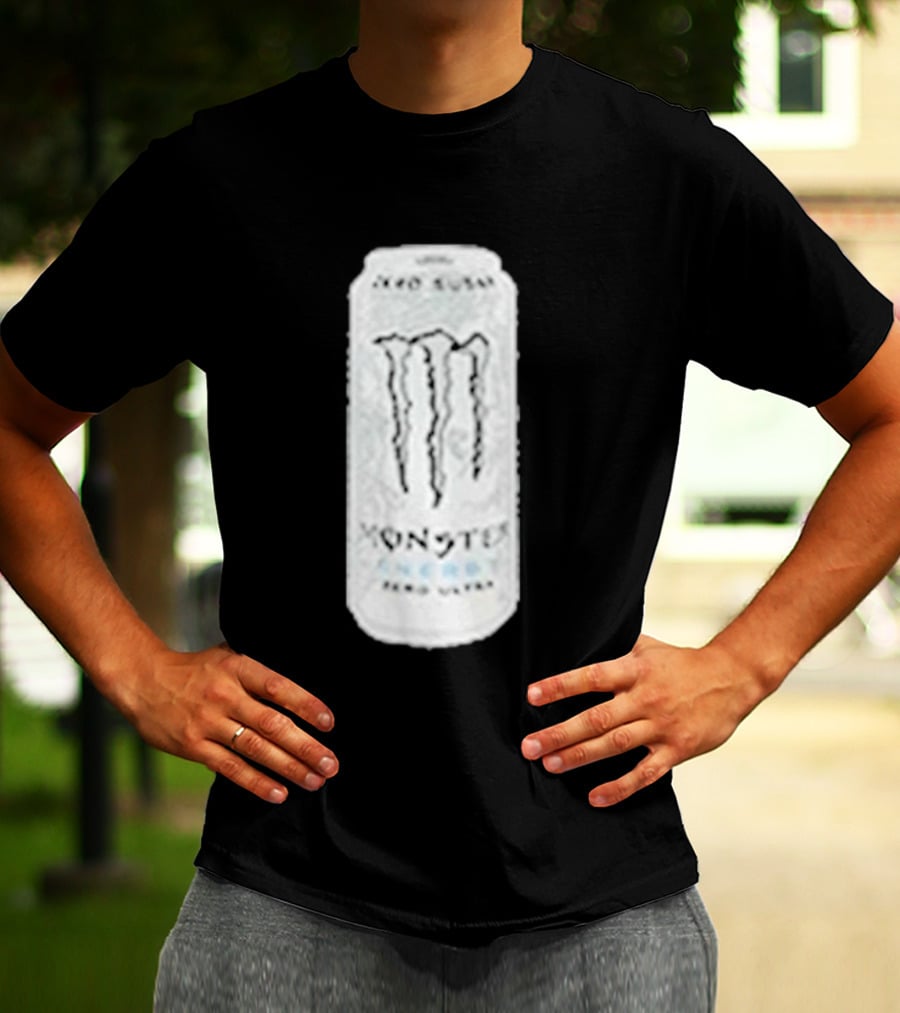 Monster Energy Zero Sugar White Can Patch T-Shirt