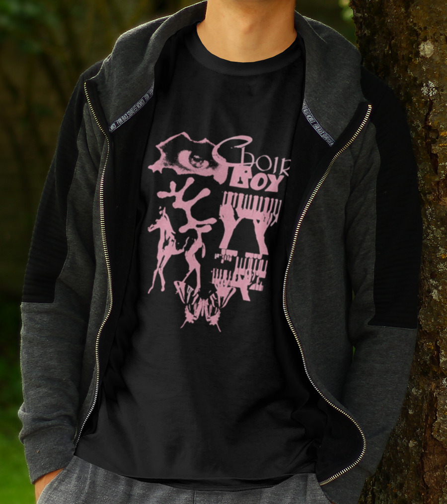 Choir Boy Collage Pink Abstract Elements And Animal Figures T-Shirt