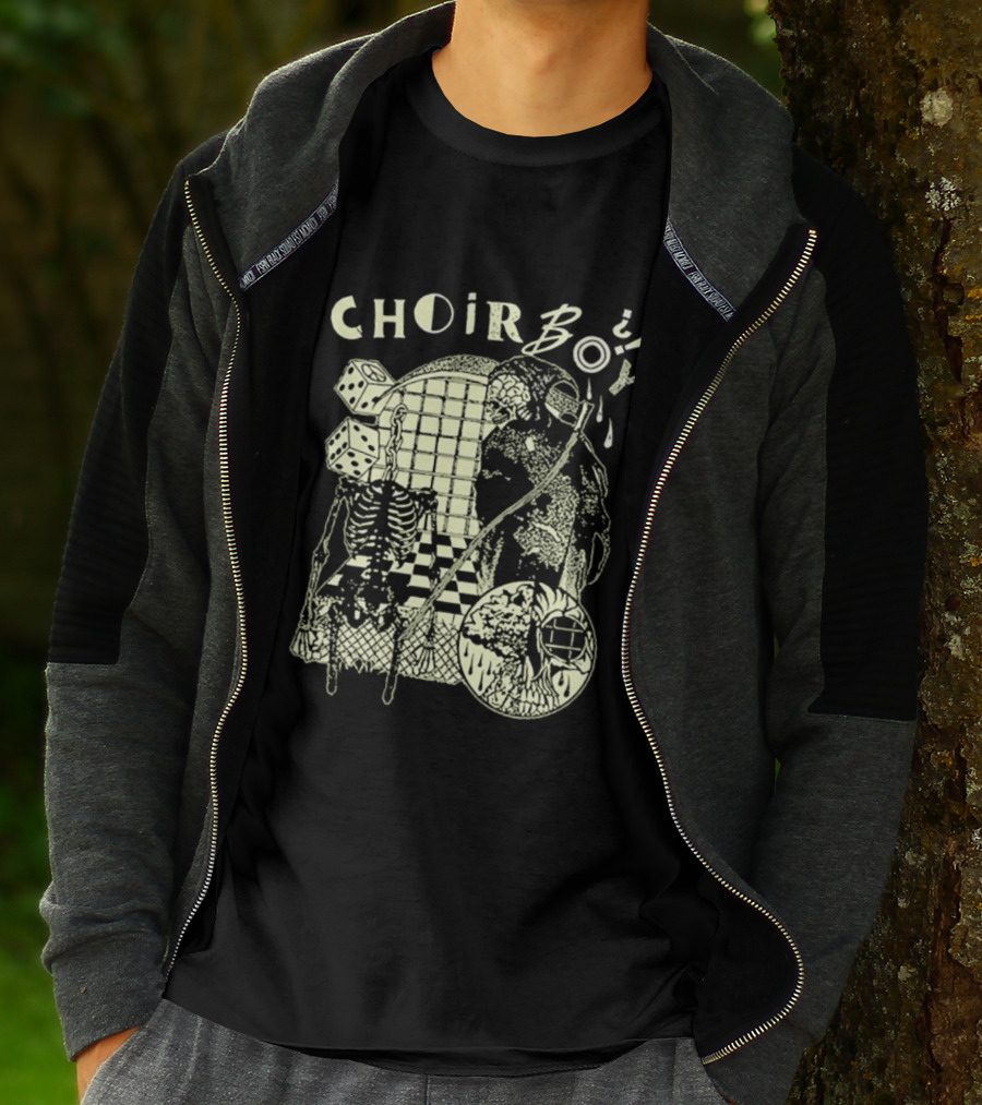 Choir Boy Reaper Skeleton Chessboard T-Shirt