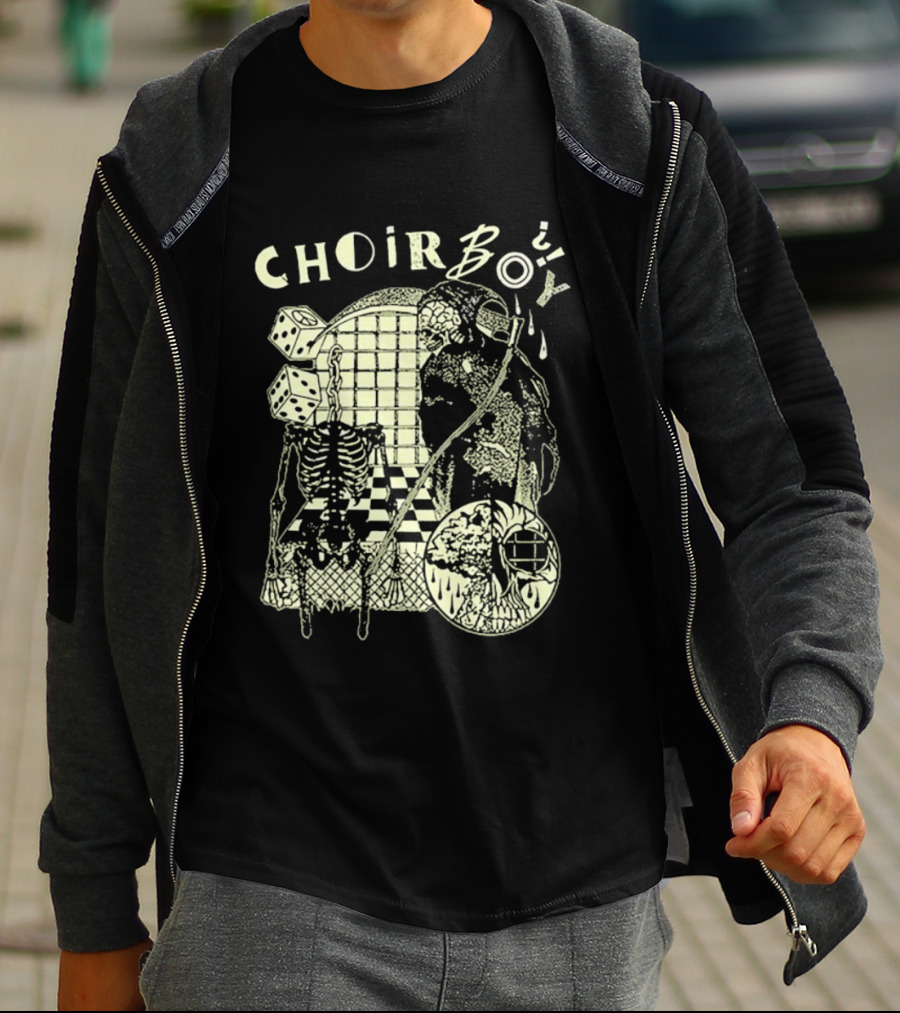 Choir Boy Reaper Skeleton Chessboard T-Shirt