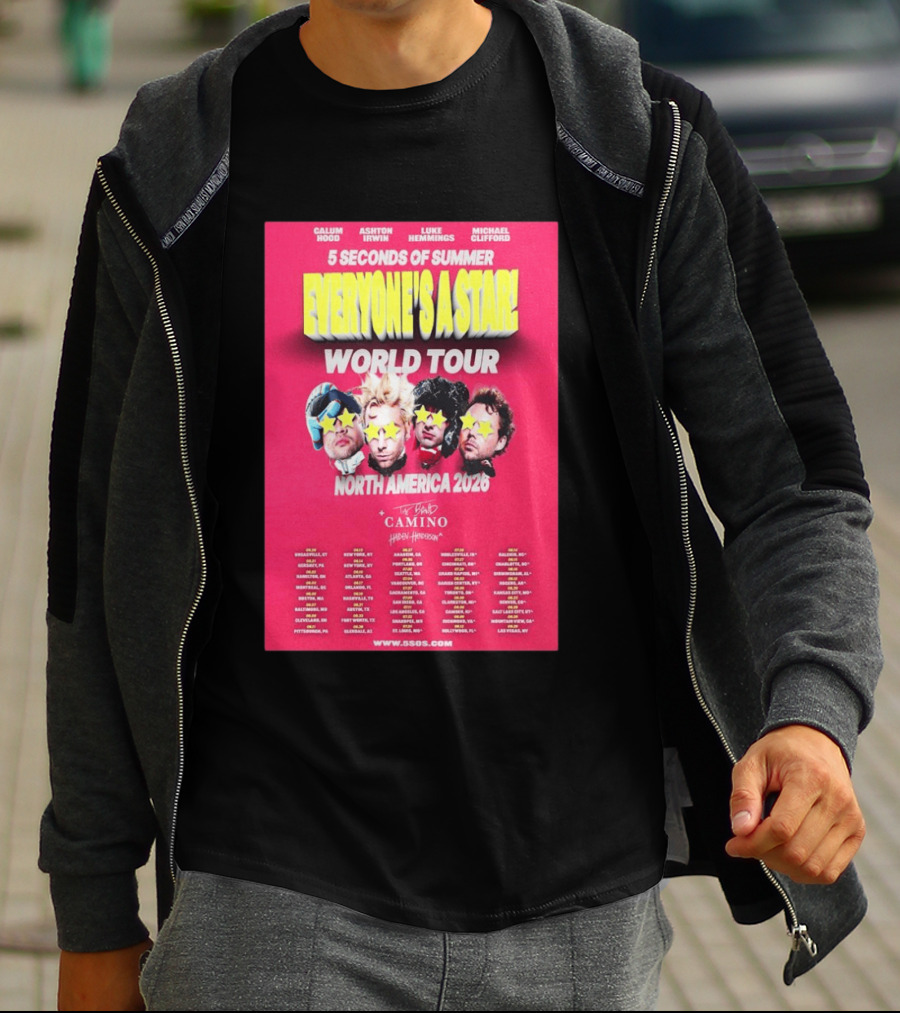 5 Seconds Of Summer Everyone's A Star World Tour North America 2026 Haiden Henderson T-Shirt