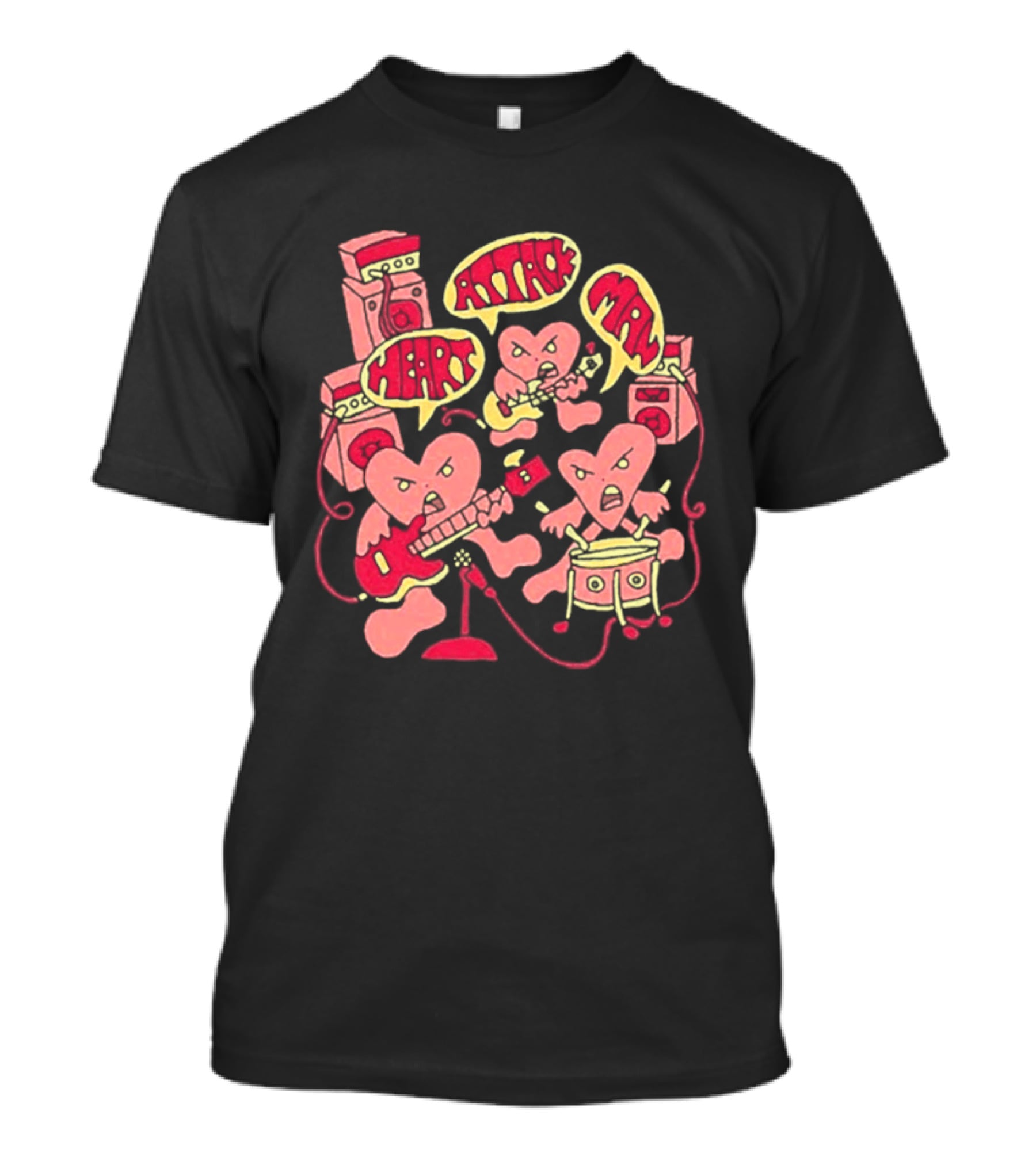 Heart Attack Man Band Of Hearts Playful Cartoon Musicians T-Shirt