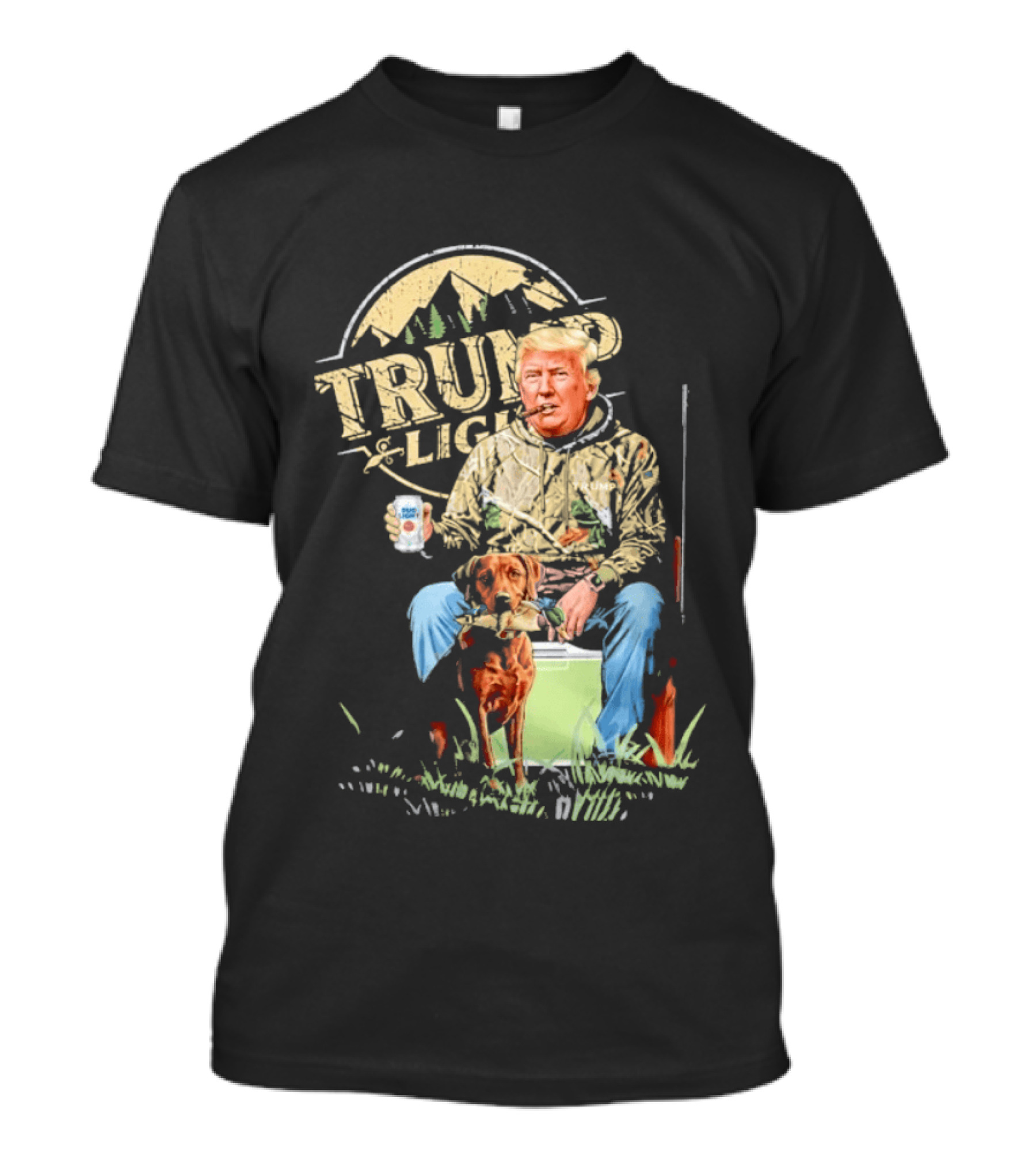Trump Light Countryside Hunting With Dog And Beer T-Shirt