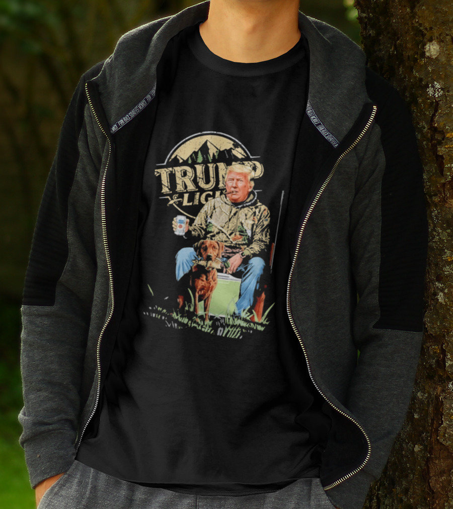 Trump Light Countryside Hunting With Dog And Beer T-Shirt