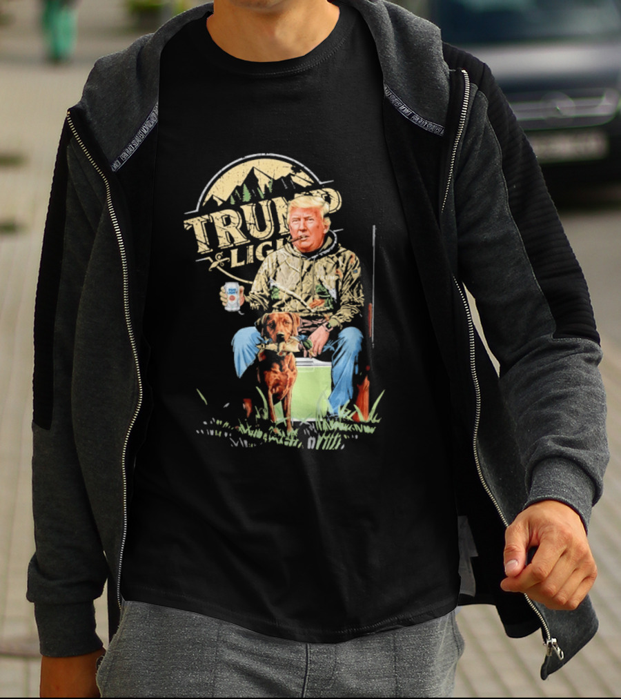 Trump Light Countryside Hunting With Dog And Beer T-Shirt
