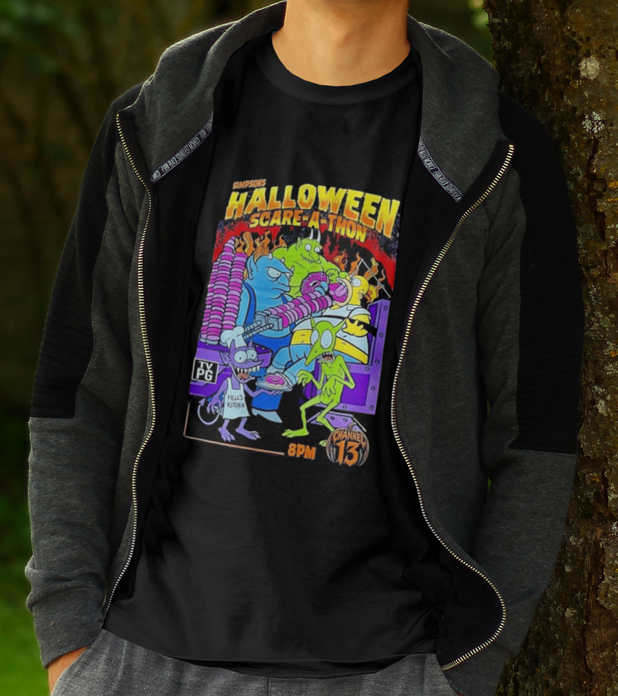 Simpsons Halloween Scare A Thon TV PG 8PM Channel 13 Hell's Kitchen Monsters And Aliens T-Shirt