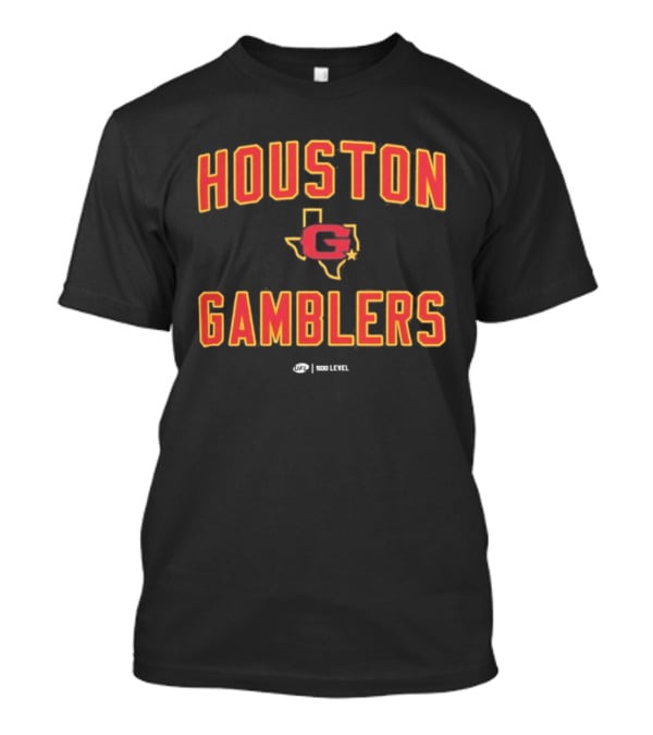 Houston Gamblers UFL Texas Map Letter C T-Shirt