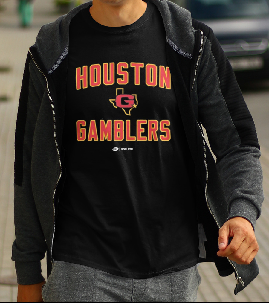 Houston Gamblers UFL Texas Map Letter C T-Shirt