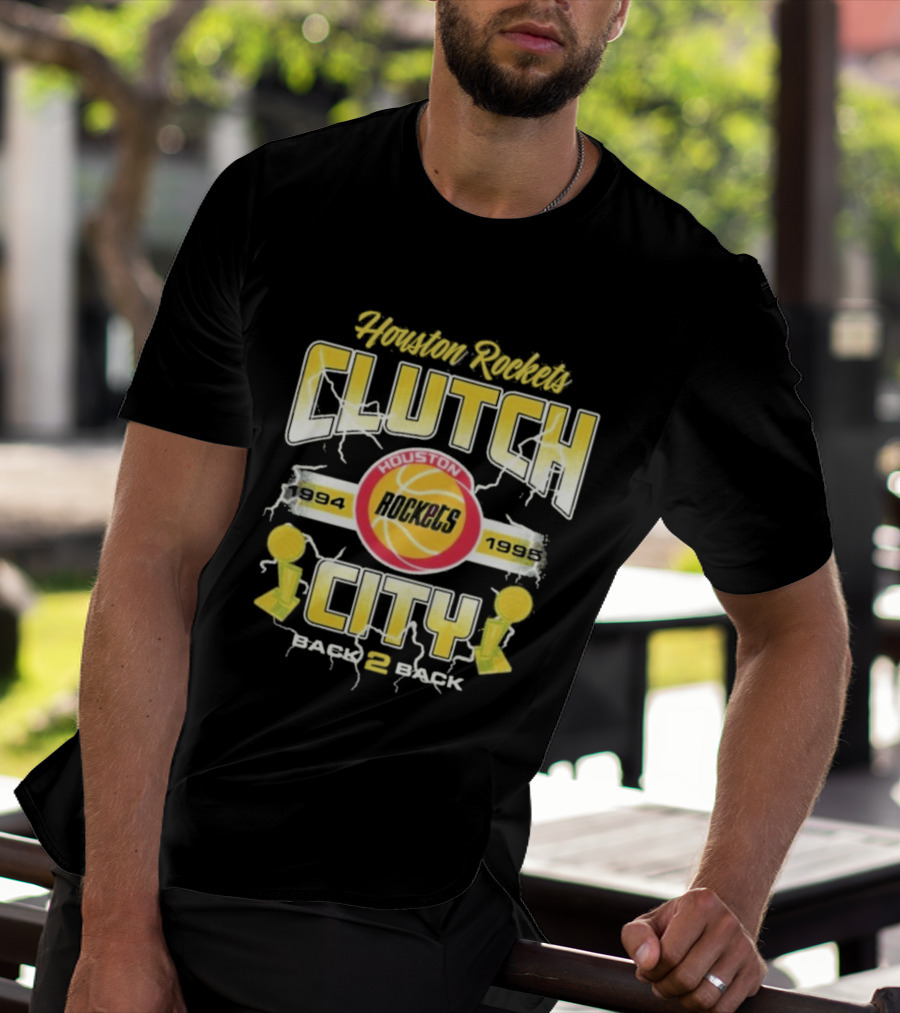 Houston Rockets Clutch City Back 2 Back 1994 1995 NBA Champs T-Shirt