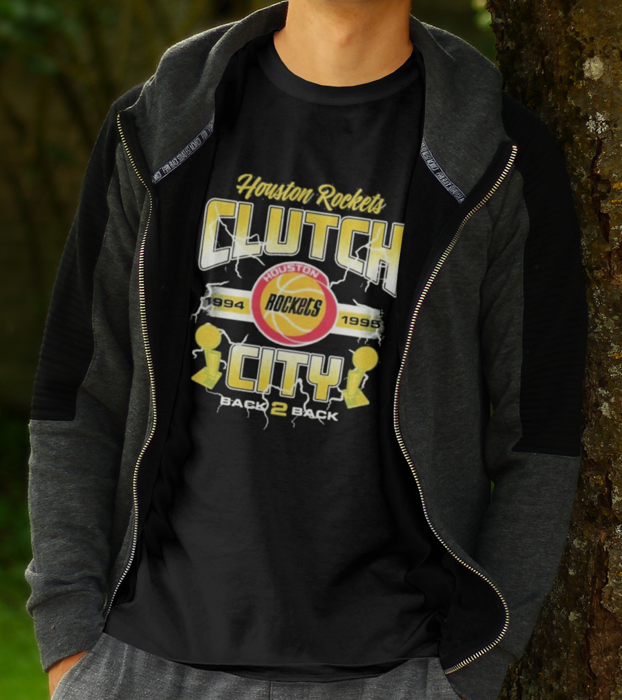 Houston Rockets Clutch City Back 2 Back 1994 1995 NBA Champs T-Shirt