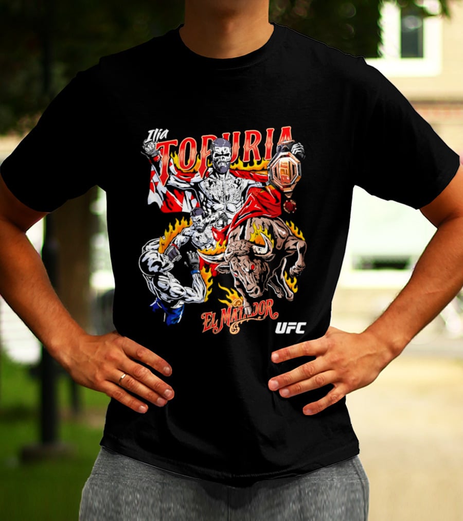 Ilia Topuria UFC El Matador Bullfighter Hand Drawn T-Shirt