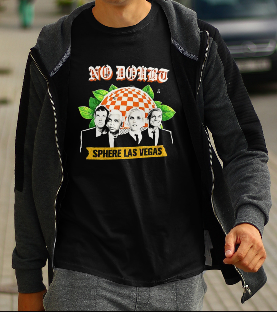 No Doubt Sphere Las Vegas Checkered Umbrella Band Members And Leaves T-Shirt