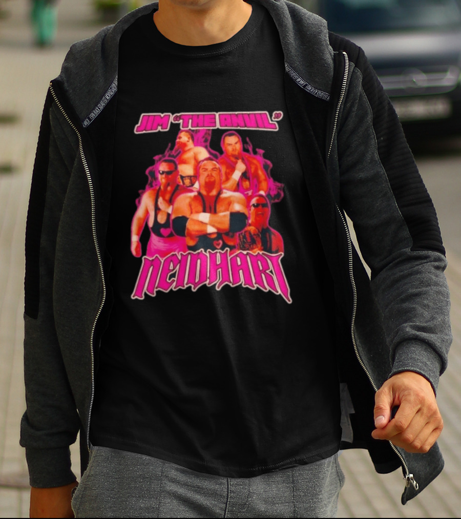 Jim Neidhart The Anvil Wrestler Pink Collage Neidhart T-Shirt