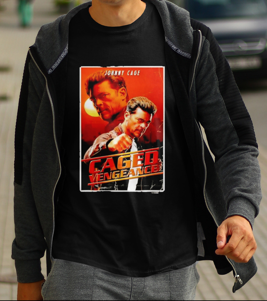 Johnny Cage Caged Vengeance Retro Action Movie T-Shirt