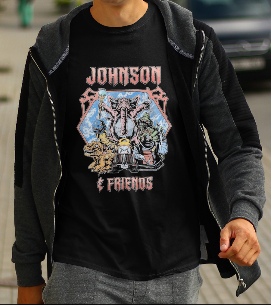 Johnson And Friends Elephant Dinosaur Robot Cartoon T-Shirt