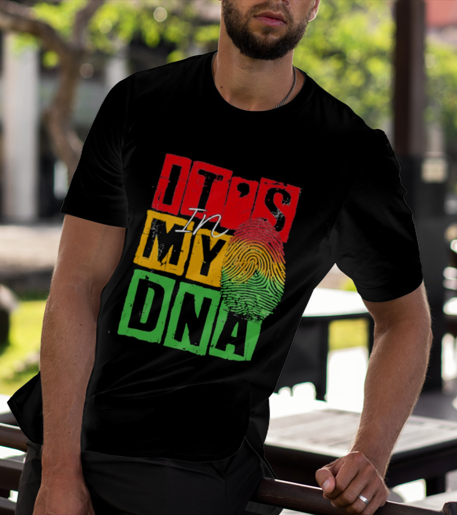 Juneteenth Black Queen It's In My DNA Fingerprint Red Yellow Green T-Shirt