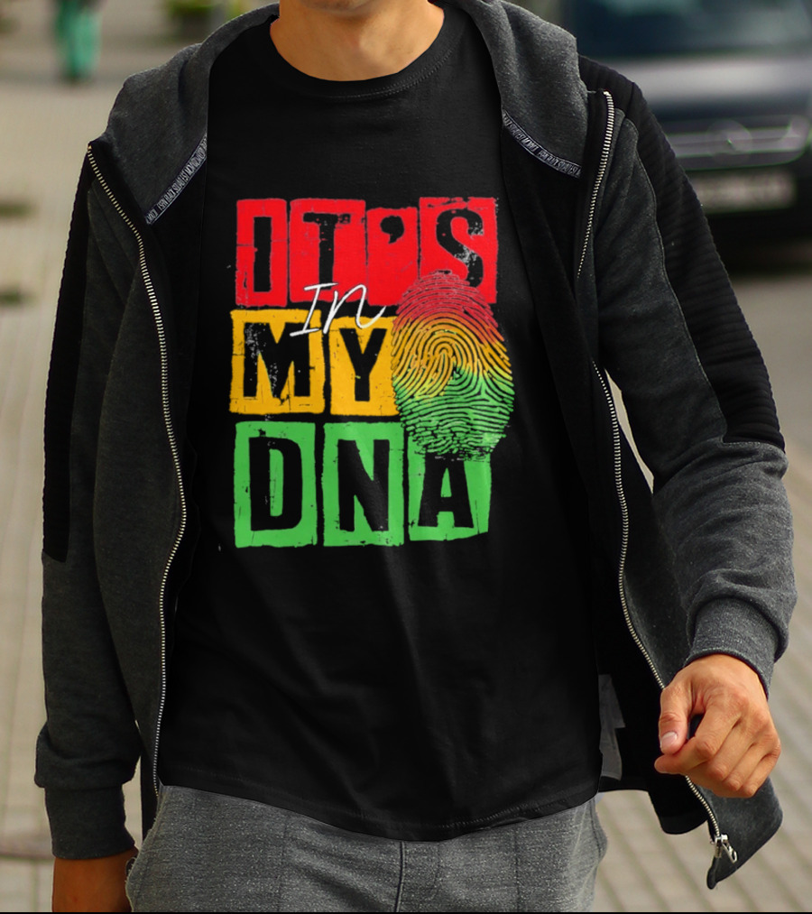 Juneteenth Black Queen It's In My DNA Fingerprint Red Yellow Green T-Shirt