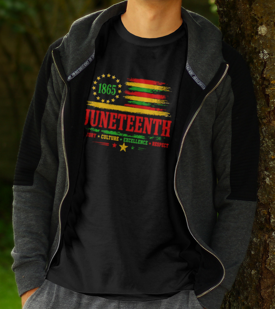 Juneteenth 1865 Flag History Culture Excellence Respect T-Shirt