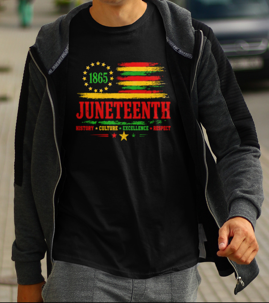 Juneteenth 1865 Flag History Culture Excellence Respect T-Shirt