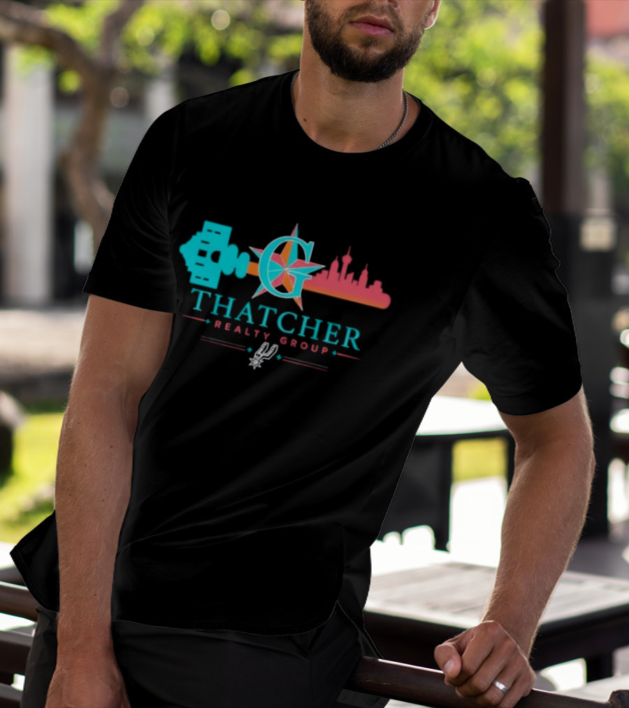 San Antonio Spurs Thatcher Realty Group City Skyline And Key T-Shirt
