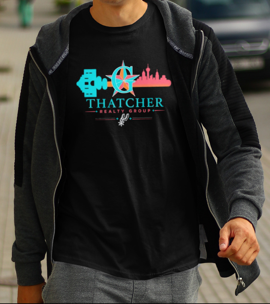 San Antonio Spurs Thatcher Realty Group City Skyline And Key T-Shirt