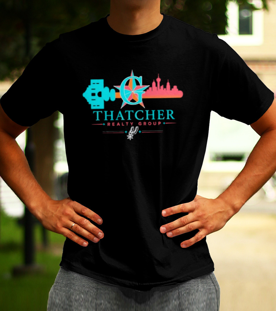 San Antonio Spurs Thatcher Realty Group City Skyline And Key T-Shirt
