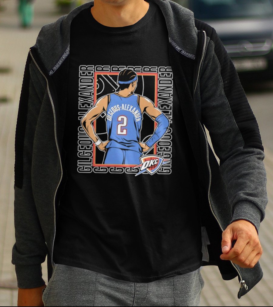 Shai Gilgeous Alexander Oklahoma City Thunder Number 2 Player Pose Repeat T-Shirt