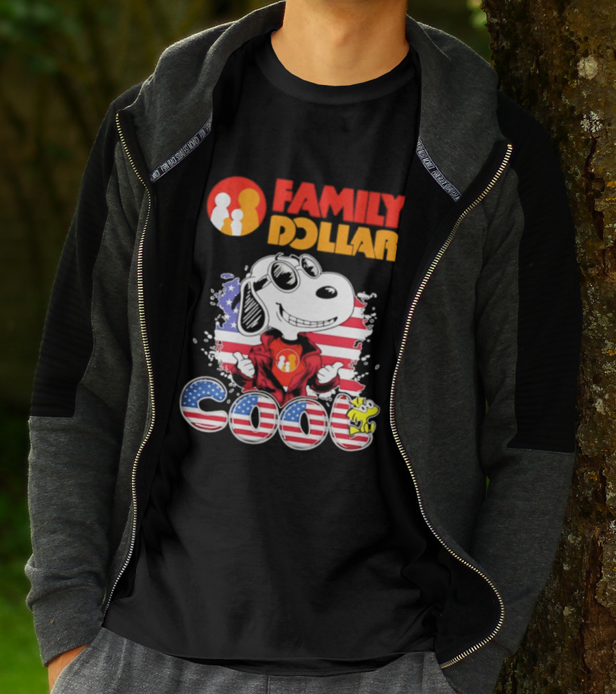 Family Dollar Snoopy I Love Cool Woodstock American Flag T-Shirt