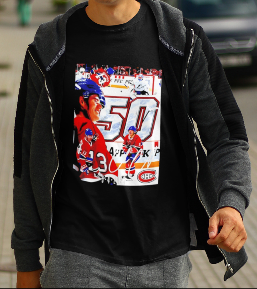 Montreal Canadiens Cole Caufield 50 Goals Celebration 2026 T-Shirt
