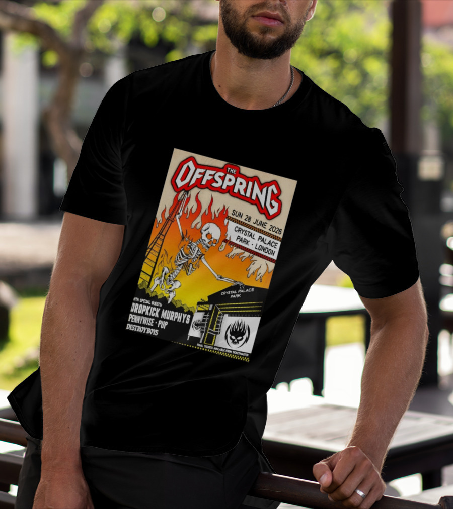 The Offspring Concert June 28 2026 Crystal Palace Park London Dropkick Murphys Pennywise Pup Destroy Boys T-Shirt