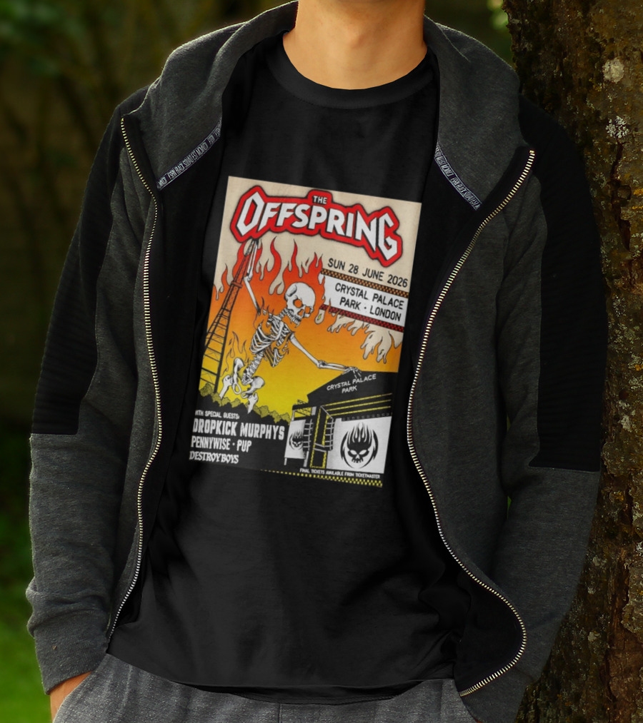 The Offspring Concert June 28 2026 Crystal Palace Park London Dropkick Murphys Pennywise Pup Destroy Boys T-Shirt