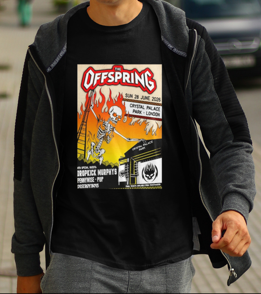 The Offspring Concert June 28 2026 Crystal Palace Park London Dropkick Murphys Pennywise Pup Destroy Boys T-Shirt