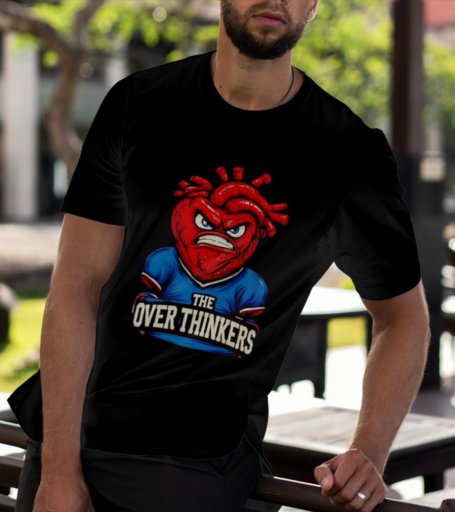The Overthinkers Varsity Angry Heart Bold Red Blue T-Shirt