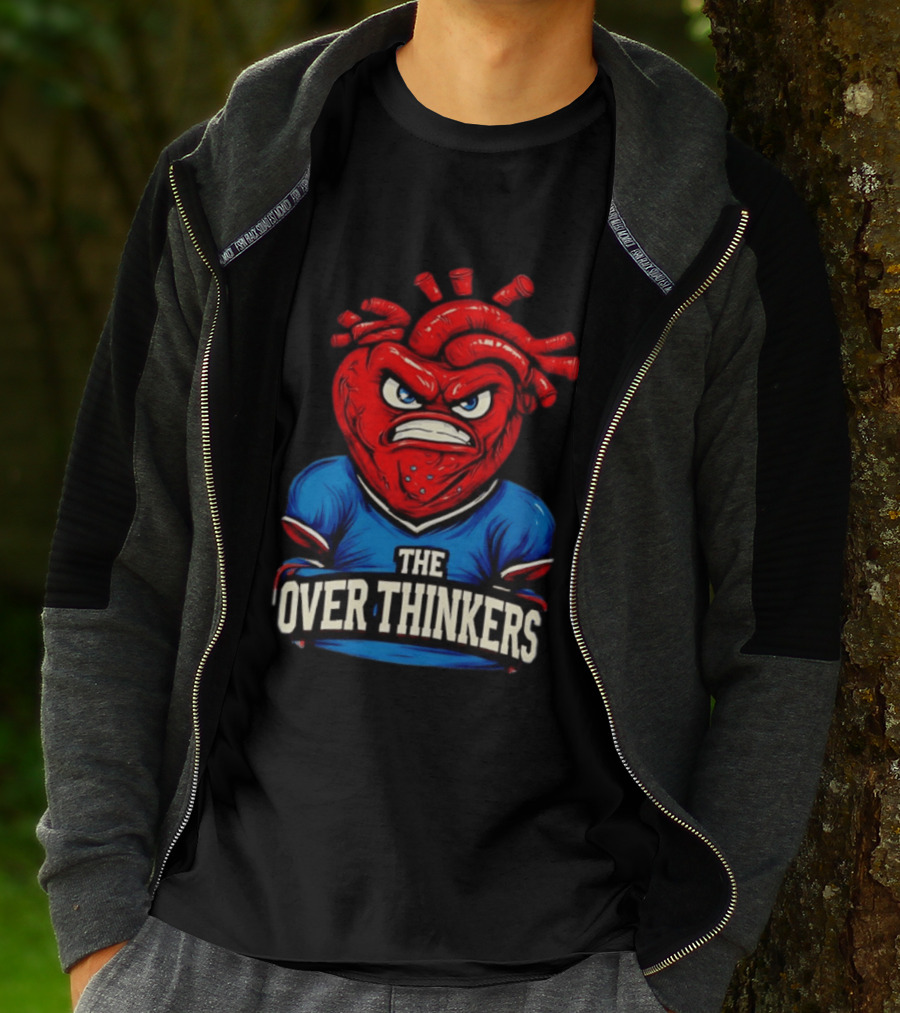 The Overthinkers Varsity Angry Heart Bold Red Blue T-Shirt